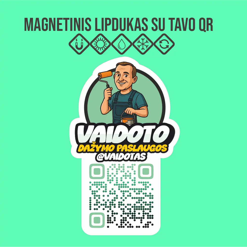 Magnetinis lipdukas su QR kodu ir logotipu
