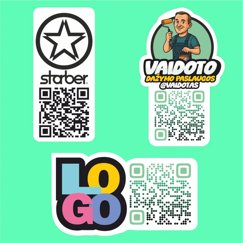 Magnetinis lipdukas su QR kodu ir logotipu